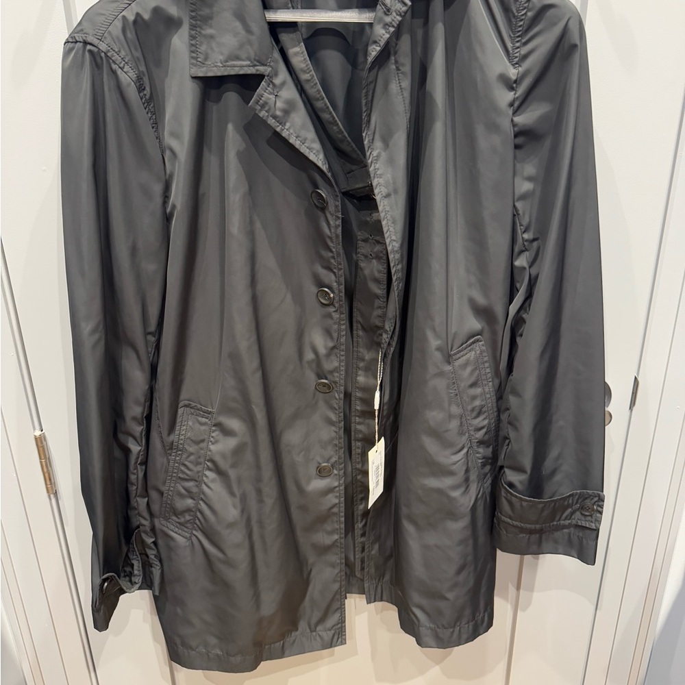 Armani Collezioni Black Trench Coat Lightweight Water-Resistant